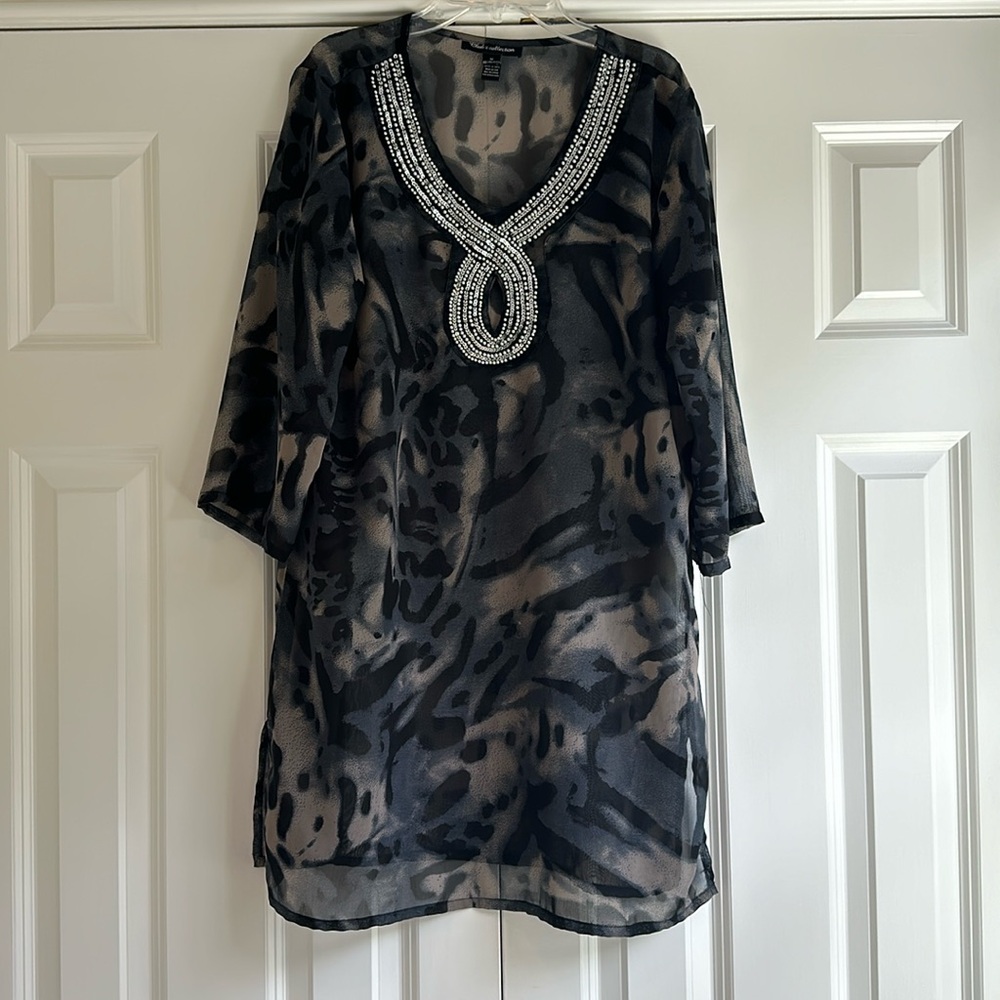 Sheer Animal Print Cover-Up / Dress